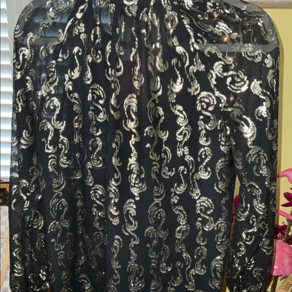 Lilly Pulitzer NWT Angelika Top Onyx Salty Wave Metallic Clip Size XXS - Picture 5 of 9